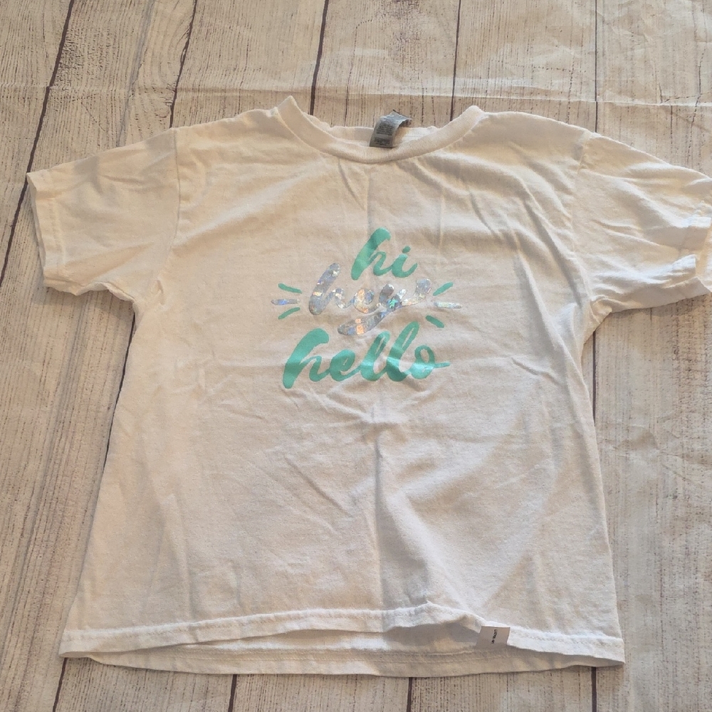 Gildan Kids White Tee with Blue Graphic